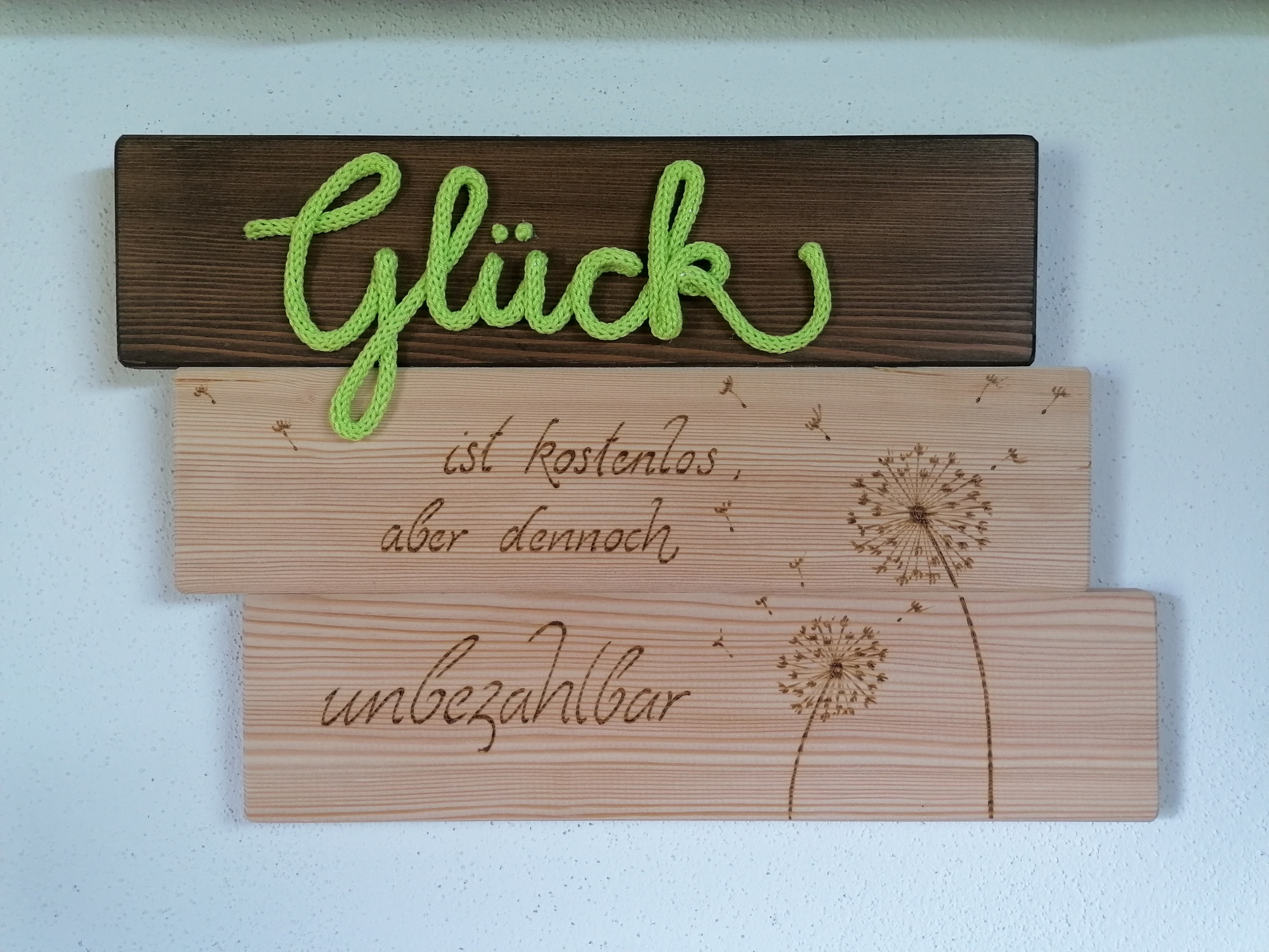 Lasurbild mit Wolleschrift Lasurbild mit Wolleschrift